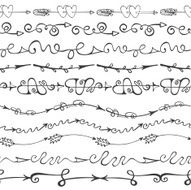 Doodle hand drawn arrows seamless borders set N2