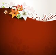 Red background with lilies N2