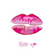 Lips painted with a brush drawing vector N2