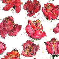 Seamless pattern with watercolor roses N4