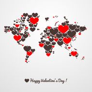 World map with hearts Valentines day