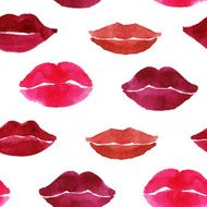 Watercolor lips seamless background