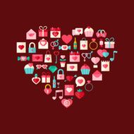 Heart shaped valentine day flat style icons N2