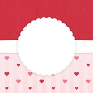 Red and pink stripped card template with hearts