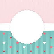 Pink and blue stripped card template with hearts