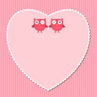 Pink heart and owls card