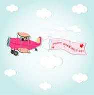 Air plane with valentines day banner