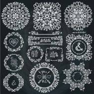 Winter swirls decor Frame wreath mandala set Chalkboard