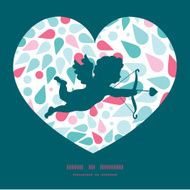 Vector abstract colorful drops shooting cupid silhouette frame pattern invitation N2