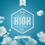 Lovely poster in retro style on a summer sky background