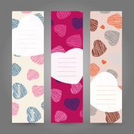 Set of Romantic vertical banners Hearts ornament Vector Illustration N2