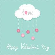 Cloud with hanging rain button Valentines day