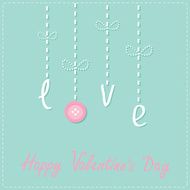 Hanging word love with buttonFlat design Happy Valentines day