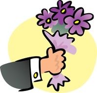 hand with a bouquet of flowers