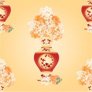 Seamless texture vase with tea roses vector