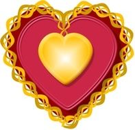 Valentine Heart gold center