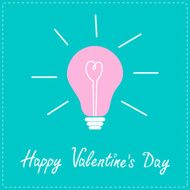 Pink bulb with heart inside Idea concept Happy Valentines Day N2