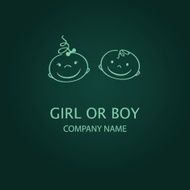 Boy and girl faces Vector illustration Logo design concept N2
