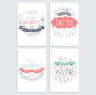 Valentine`s Day hand drawn card set