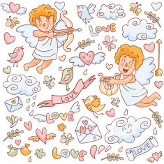Vector set in doodle style for Valentine's Day N2
