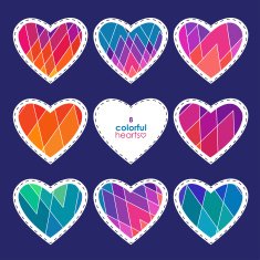 set of patchwork hearts