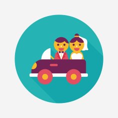 wedding car flat icon with long shadow eps10 N79