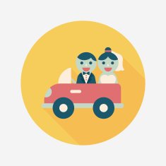 wedding car flat icon with long shadow eps10 N82
