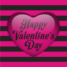 Glossy Emo Heart Pink and Black Stripes N3