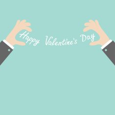 Businessman hands holding Happy Valentines day Template Flat design