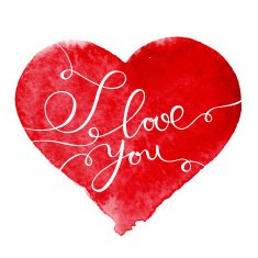 Vector watercolor heart with text