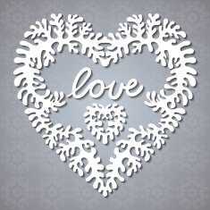 Greeting card with lacy heart and lettering "love"