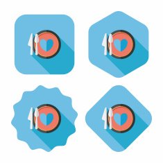 Valentine's Day dinner flat icon with long shadow eps10 N12