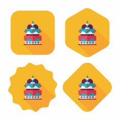 Valentine's Day cake flat icon with long shadow eps10 N52