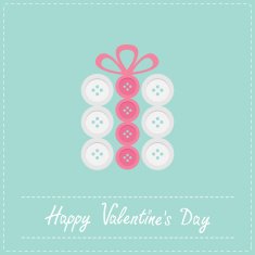 Gift boxwhite pink buttons Appligue Dash line Valentines day Flat