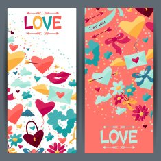 Banners with Valentine's and Wedding icons