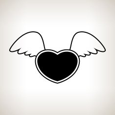 Silhouette heart with wings vector illustration