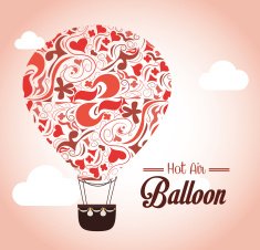 Air balloon over pink background vector illustration