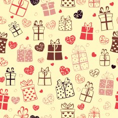 Seamless pattern of hearts and gift boxes N9