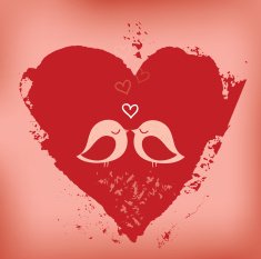 Valentine's Day card - heart and lovebirds