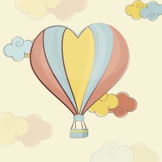 Happy Valentine's Day celebration with hot air balloon