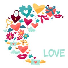 Background with Valentine's and Wedding icons N2