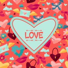 Background with Valentine's and Wedding icons N3