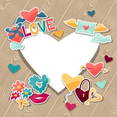 Background with Valentine's and Wedding stickers N4