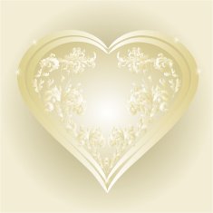 Heart of gold and silver ornaments vector