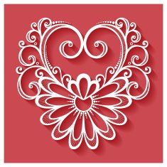 Deco Floral Heart on Red Background Design element N17