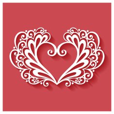 Deco Floral Heart on Red Background Design element N18