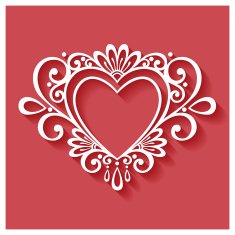 Deco Floral Heart on Red Background Design element N20