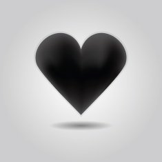 Black abstract heart icon on gray gradient background
