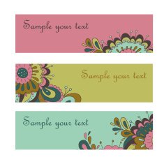 Decorative elements Bright stylish floral banners (vector) N2