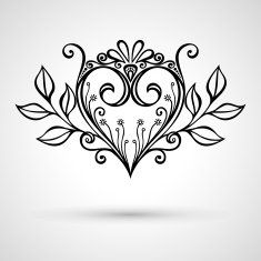 Deco Floral Heart on Gray Background Design element N6